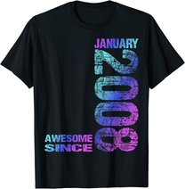 Awesome Since January 2008 15th Birthday Born 2008 T-Shirt