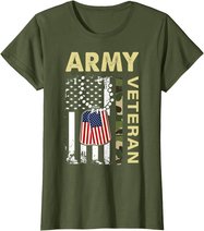 Vintage Army Shirt Veteran Day American Flag Women Men T-Shirt