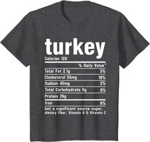 Turkey Nutritional Facts Thanksgiving Food Recipe Family T-Shirt