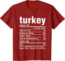 Turkey Nutritional Facts Thanksgiving Food Recipe Family T-Shirt