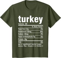 Turkey Nutritional Facts Thanksgiving Food Recipe Family T-Shirt