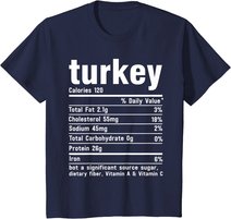 Turkey Nutritional Facts Thanksgiving Food Recipe Family T-Shirt