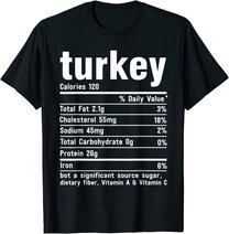 Turkey Nutritional Facts Thanksgiving Food Recipe Family T-Shirt