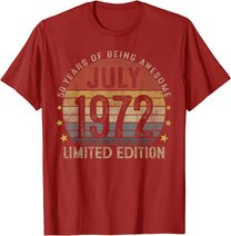 July 1972 Vintage 50th Birthday 50 Year Old Gifts For Men T-Shirt