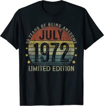July 1972 Vintage 50th Birthday 50 Year Old Gifts For Men T-Shirt
