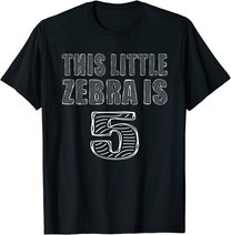 This Little Zebra Is 5 Years Old 5th Birthday Zoo Party T-Shirt
