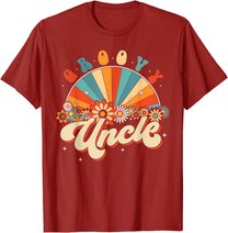 Groovy Uncle Retro Rainbow Floral 60s 70s Hippie Costume T-Shirt