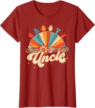 Groovy Uncle Retro Rainbow Floral 60s 70s Hippie Costume T-Shirt