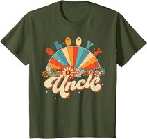 Groovy Uncle Retro Rainbow Floral 60s 70s Hippie Costume T-Shirt