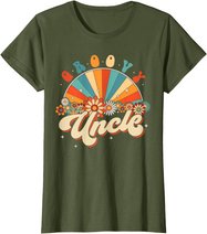 Groovy Uncle Retro Rainbow Floral 60s 70s Hippie Costume T-Shirt