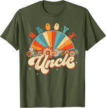 Groovy Uncle Retro Rainbow Floral 60s 70s Hippie Costume T-Shirt
