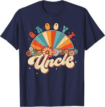 Groovy Uncle Retro Rainbow Floral 60s 70s Hippie Costume T-Shirt