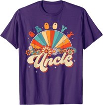 Groovy Uncle Retro Rainbow Floral 60s 70s Hippie Costume T-Shirt