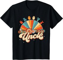 Groovy Uncle Retro Rainbow Floral 60s 70s Hippie Costume T-Shirt