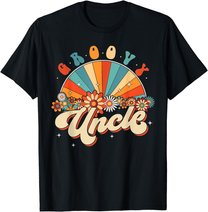Groovy Uncle Retro Rainbow Floral 60s 70s Hippie Costume T-Shirt