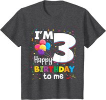 Kids 3rd Birthday Three 3yr Happy Birthday Girl & Boy 3 Years Old T-Shirt