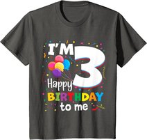 Kids 3rd Birthday Three 3yr Happy Birthday Girl & Boy 3 Years Old T-Shirt