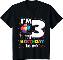 Kids 3rd Birthday Three 3yr Happy Birthday Girl & Boy 3 Years Old T-Shirt