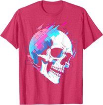 Vaporwave Glitch Skull | Cyberpunk | Festival Techwear T-Shirt