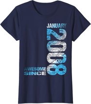 Awesome Since January 2008 15th Birthday Born 2008 T-Shirt