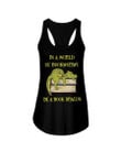 In A World Of Bookworms Be A Book Dragon Funny Ladies Flowy Tank