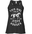 This Girl Runs On Jesus And Horses Black T-Shirt Ladies Flowy Tank