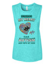 A Big Piece Of My Heart Has Autism And He'S My Son Ladies Flowy Tank