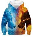 Fire And Ice Wolf Hoodie Bt04
