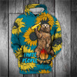 Bear With Sunflowers Campfire Pullover Unisex Hoodie Bt01