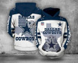 Dallas Cowboys Nfl White Blue 3D Hoodie And Zippered