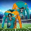 Miami Dolphins Hip Hop Skull Pullover And Zippered Hoodies Custom 3D Graphic Printed 3D Hoodie For Men For Women