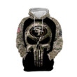 San Francisco 49Ers Nfl Camouflage Punisher Skull 3D Hoodie Sweatshirt