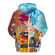 Dragon Ball Z Hoodie - Goku Red & Blue God 3D Hoodie