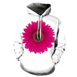 Pink Flower White 3D Sweatshirt Hoodie Pullover