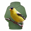 Yellow Sparrow Bird Face 3D - Sweatshirt, Hoodie, Pullover