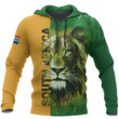 South Africa Lion Fire Unisex 3D Hoodie All Over Print Otaqa