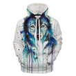 Wolf Ice White Native American 3D Hoodie