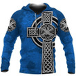 Blue Scottish Lion Celtic Cross Pullover Unisex Hoodie Bt13