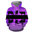 Sunset And Cow Violet Backgroud Hoodie Bt13