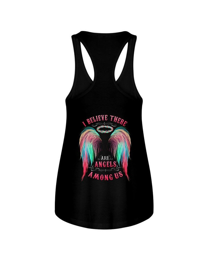 I Believe There Are Angels Among Us Unique Ladies Flowy Tank