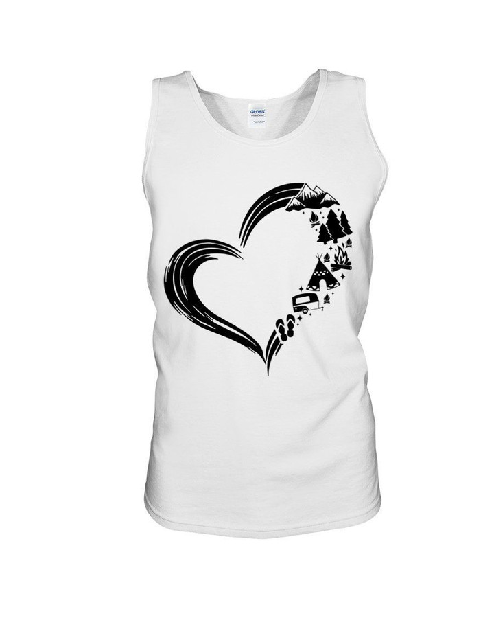 Love Heart Simple For Camping Lovers Unisex Tank Top