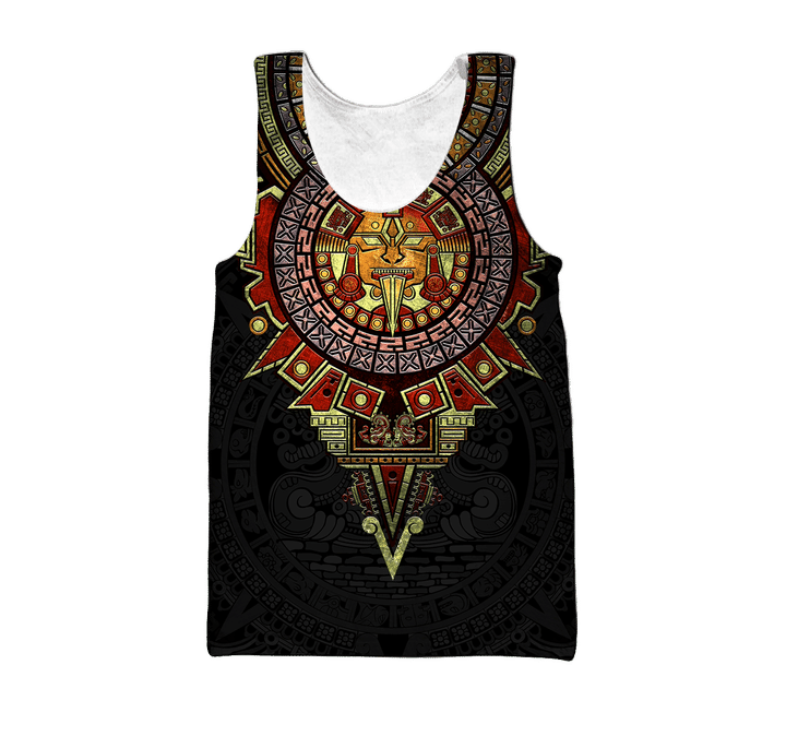 Aztec Mexico Black And Brown 3D All Over Print Tank Top For Men
