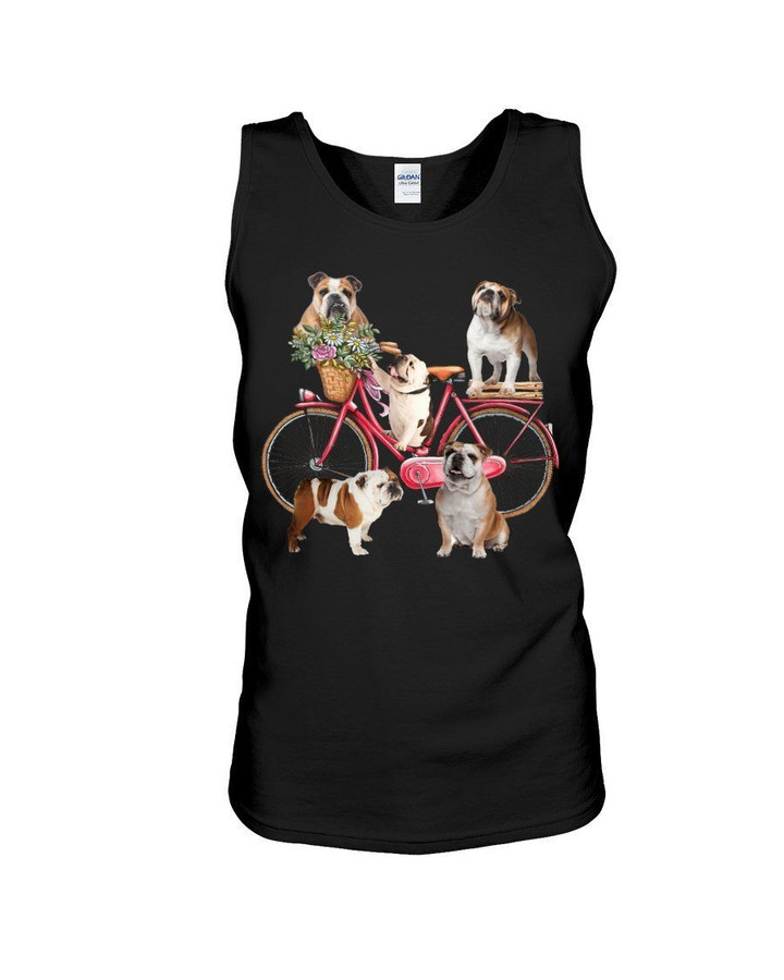 With Bike And Dogs Gift For Bulldog Lovers Unisex Tank Top