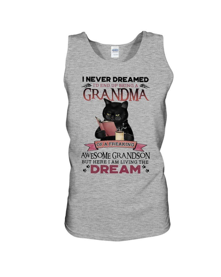 Grumpy Black Cat Grandma Of A Freaking Awesome Grandson Gift For Family Unisex Tank Top