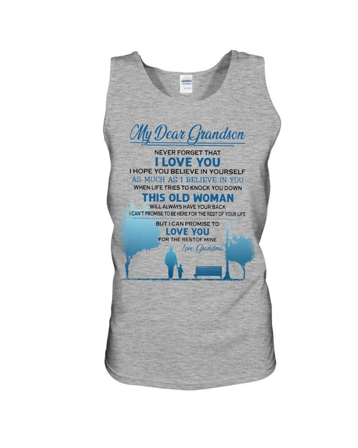 Grandma Gift For Grandson This Old Woman Will Always Have Your Back Blue Unisex Tank Top