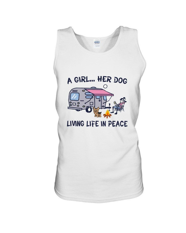 A Girl.. Her Dog Living Life In Peace Unisex Tank Top