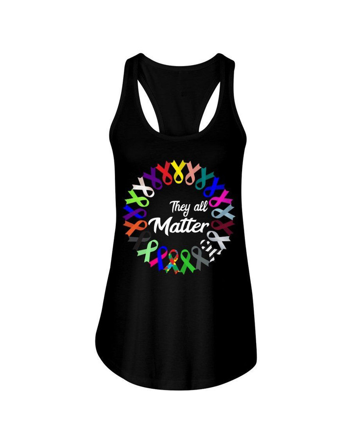 They All Matter Awareness Cancer Ribbons Ladies Flowy Tank