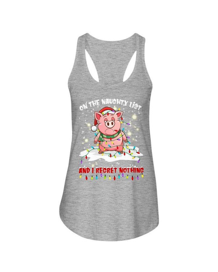 Pig Naughty List Christmas Funny Ladies Flowy Tank