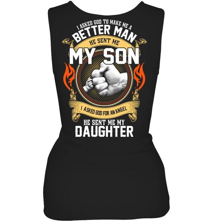 Better Man My Son - An Angel My Daughter Ladies Flowy Tank