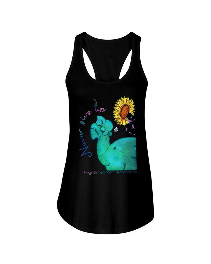 Thyroid Cancer Never Give Up Elephant Ladies Flowy Tank